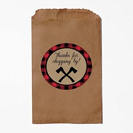 Silly Goose Gifts Lumberjack Camping Outdoor Themed Party Favor Bags - Thanks for Chopping by!