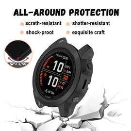 Niboow Case [2 Pack] Compatible with Garmin Fenix 7S Pro Solar, Flexible TPU Shockproof Scratch Proof Cover Case Compatible with Garmin Fenix 7S Pro Solar - Black + Black