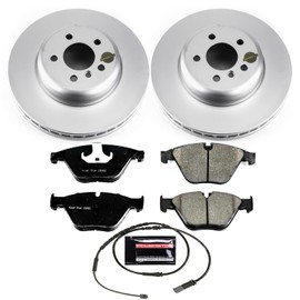 Power Stop CRK6020 Coated Rotor Front Brake Kit- Coated Brake Rotors & Z23 Carbon-Fiber Ceramic Brake Pads and 1 Front Sensor Wire