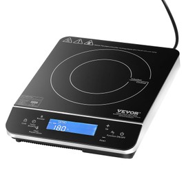 VEVOR Portable Electric Cooktop, 1800W Induction Burner with 9 Temp Settings, Countertop Hot Plate with 4H Timer, 24H Reservation, Child Lock, Easy to Clean