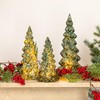 Creative Co-Op Glass Christmas Trees with LED, Green, Set of