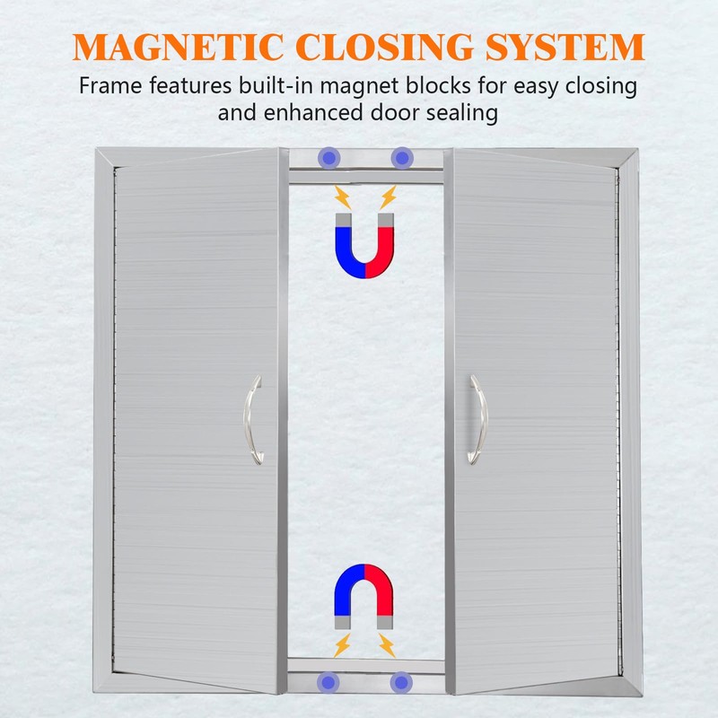 Outdoor Kitchen Doors, 31W x 24H Inch BBQ Double Access