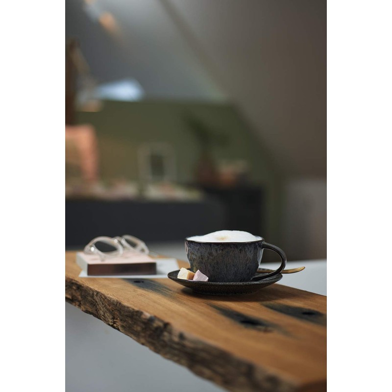 LEONARDO HOME 18590 Matera Ceramic Saucer 15 cm Anthracite, Charcoal