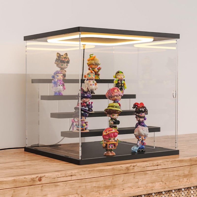 Nynelly Acrylic Lighted Display Case for Collectibles, 5 Tier Figure