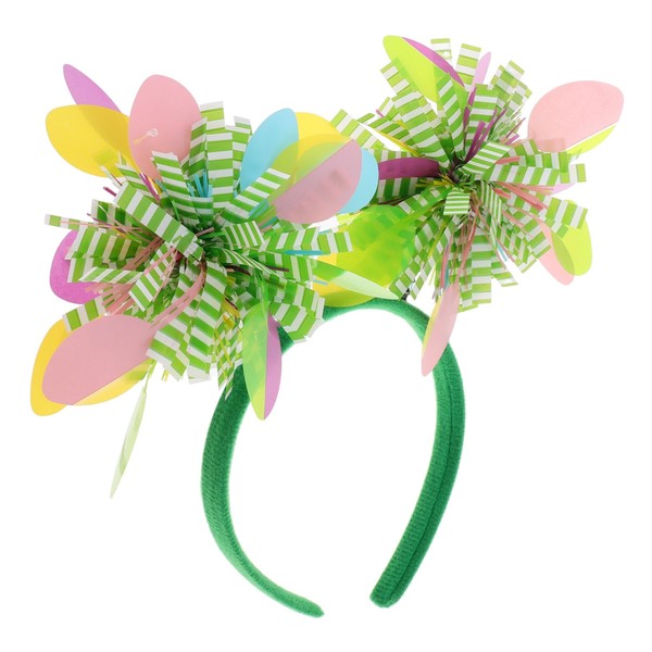 BESPORTBLE Striped Easter Party Headband with Pom Poms Lightweight and