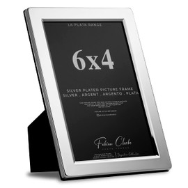Fabian Clarke London Silver Plated Photo Frame Picture Frame Plain Satin Finish and Tarnish Protected for Wedding Picture or Family Photos (6x4)