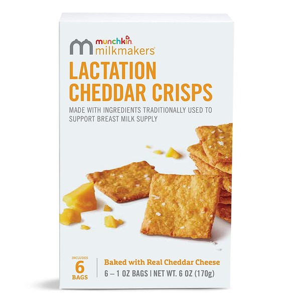 Munchkin Milkmakers Lactation Cheddar Crisps for Breastfeeding Moms, 6 Bags