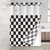 Ohocut Checkered No Hook Shower Curtain with Snap in Liner