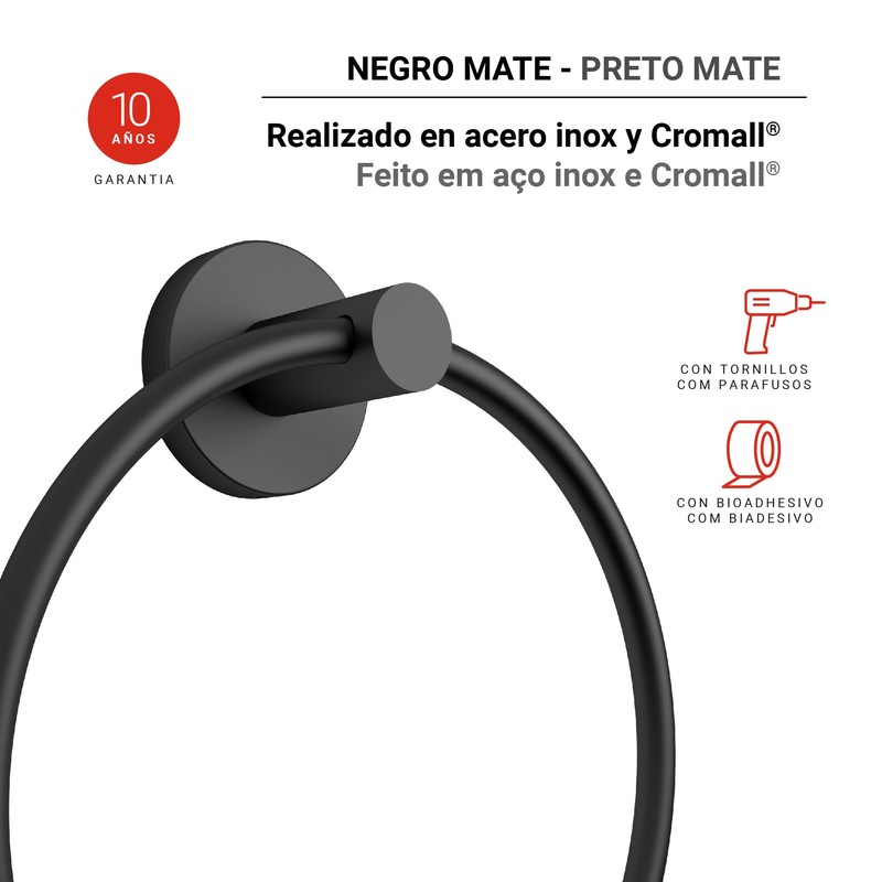 Gedy Felce Plus Towel Ring Matte Black