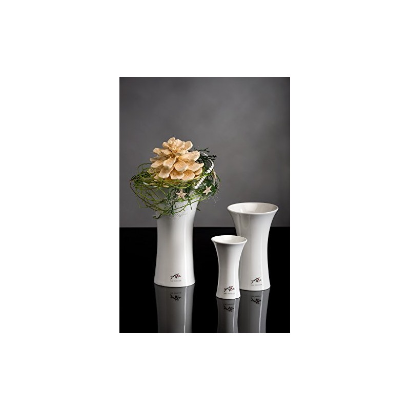 Sandra Rich Porzellanvase Tulip weiß konkav 22 cm hoch Ø
