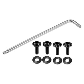 X AUTOHAUX 1 Set 1/4" M6 Universal Anti Theft License Plate Screws - Car Security Bolt Fasteners Kits for Car Tag Frame Holder with 4 Washers - Titanium Alloy Black