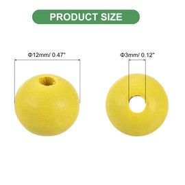 QUARKZMAN Pack of 100 12 mm Colourful Natural Wood Beads, Large Round Colourful Wooden Spacer Beads for DIY Crafts, Jewellery Making Bracelets (Yellow)