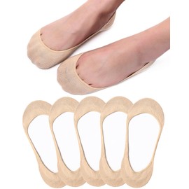 No Show Socks Women, Ladies Invisible Socks Multipack Cotton Footsies Shoe Socks 3-5, Low Cut Liner Boat Loafer Socks for Summer Nude 5 Pairs