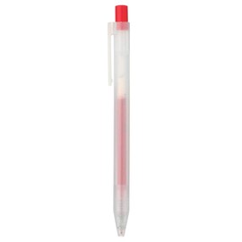 Mu-in Ryohin Smooth Writing Gel Ink Ballpoint Pen, Red, 0.5mm Core Diameter, Retractable, 02794149