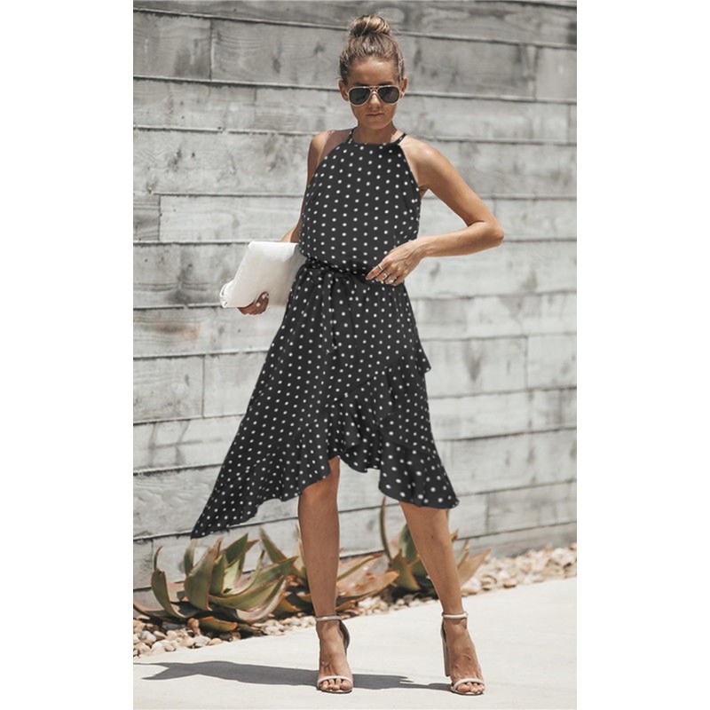 ECOWISH Polka Dot Womens Summer Dress Flowy Cute High Low