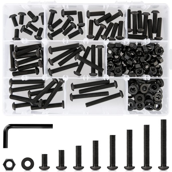 CYLBAQ 180pcs M6 Nuts and Bolts Assorted Set, 12mm to