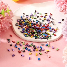Pandahall 300Pcs Rectangle Mini Seed Beads 2 Hole Half Tila Beads 10 Colors Synthetic Hematite Spacer Beads Multi-Strand Linking for DIY Craft Bracelet Necklace Earrings Making