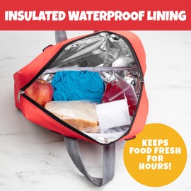 Insulated Kid's Lunch Box- Fire Truck- Lunchbox Tote Keeps Food Hot or Cold For Hours- Reusable Bag Fits Ice Packs, Nesting Bento Containers, Thermoses Easily- Back to School Fun for Boys & Girls
