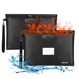 Fireproof Document Bag with Lock Pack of 2 Fireproof Bag Money Bag 37 x 26 cm Secure Bag Storage Bag Waterproof Bag for A4 Documents, Passport, Money, Bills, Cards