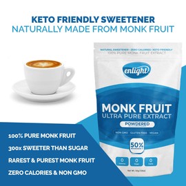 ENLIGHT - 100% Ultra Pure Monkfruit Extract (50g / 1.8oz Size) Zero Calories, Keto Friendly, Sugar Free Natural Sweetener