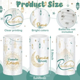 Retisee 3 Pcs Ramadan Kareem Flameless Candles with Remote Eid Mubarak LED Candles Ramadan Moon Decorations for Home Battery Operated Decorative Lights for Party Supplies Home Decor