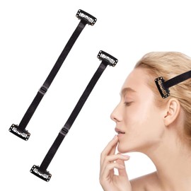 Face Lifting Band, Facelift Bands with Clips, Facelift Tape Bands, Facelifting Invisible Hair Bands for Chin, Neck and Eyes, Reusable Facelift Band, Black, Pack of 2