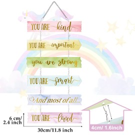 Queekay Unicorn Rainbow Room Decor for Girls Teens, Motivational Wall Art Bedroom Decor, Cute Kawaii Unicorn Decorations for Girls Room, Toddler Girl Wall Decor Pink Baby Little Princess Girl Present