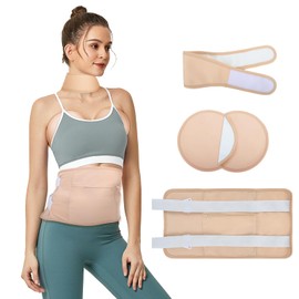 Viiotu 4 Pcs Castor Oil Pack Set, Adjustable Castor Oil Wrap Sets, Castor Oil Wrap Pad, Abdomen, Knees, Organic Castor Oil Pack (khaki)