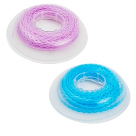 2 Pcs Dental Orthodontic Elastic Chain Power Chains Multi-Colors Rubber Chains for Braces Power Dental Orthodontic Treatment (Purple+Light blue, Closed)