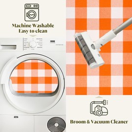 KIhipIoe Buffalo Plaid Outdoor Rug Christmas Door Mat Christmas Decor Welcome Rug Cotton Hand-Woven Layered Door Mats for Front Porch (Orange Buffalo, 2'x4.3')