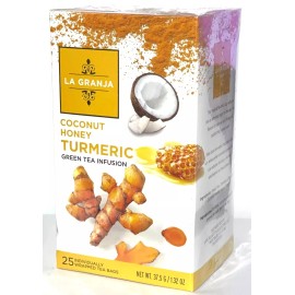 La Granja Coconut Honey Turmeric Tea - Herbals Pure Herbal Tea (25 Count) Coconut Flavor