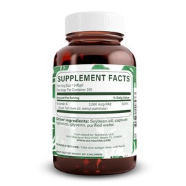 Natural Nutra Vitamin A 10,000 IU Softgels – High Potency Eye and Skin Vitamins – Gluten-Free Vitamin A Supplement for Sight & Skin Health – Fish Liver Oil for Men and Women, Gluten Free, 250 Softgels