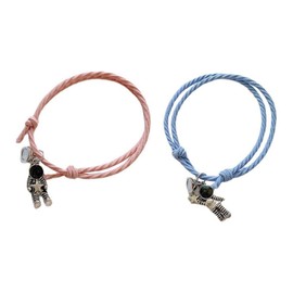 Mikinona 2pcs Magnetic Astronaut Hair Ties Matching Bracelets for Couples and Friends for Students Unique Hair Accessories for Special Occasions