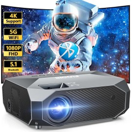 FUDONI Projector with WiFi and Bluetooth, Native 1080P Outdoor Movie Projectors bundle
