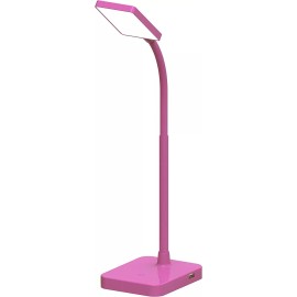 MaxLite Slim LED Desk Lamp with USB Port Pink Finish Adjustable Neck 105359