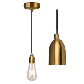 Modern Ancient Brass Ceiling Rose,Pendant Light Fitting,Braided Flex E27 Lamp Holder, Suspended Pendant Ceiling Light Fitting -LAN03-Ancient Brass