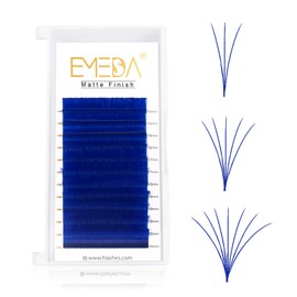 EMEDA Self-Fanning Volume Eyelashes, Colourful Blue, 0.07 mm, D Curl, Easy Fan Lashes, 9-15 mm Mix Length, Coloured Eyelash Extensions, Quick, Automatic Blooming Flower Eyelashes (Blue)
