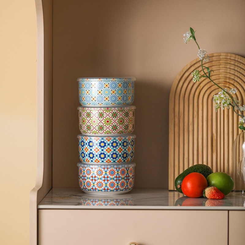 Chubacoo Ceramic Bowls Set with Lid: Microwave Safe Soup Containers