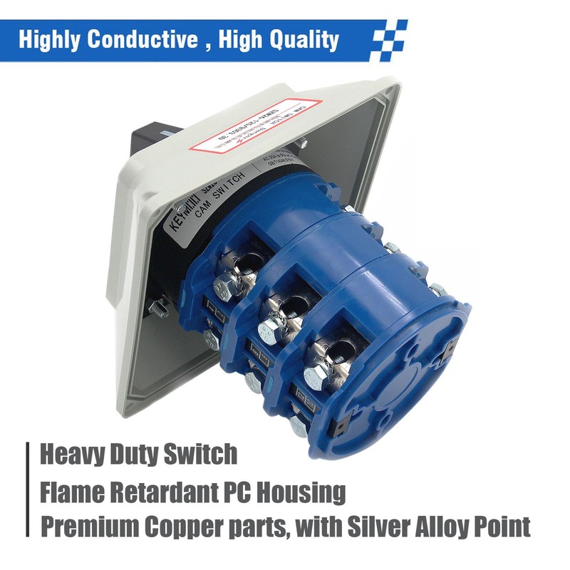 KEYMOO 125A Rotary Changeover Switch with Master Switch Exterior Box,