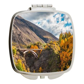 Island Gifting - Image of Arch Bridge over Kawarau River near Queenstown - Square Compact Mirror - Travel Mirror