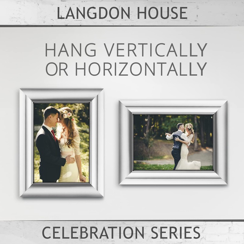 Langdon House 5x7 Picture Frames (Silver, 3 Pack), Contemporary Glam
