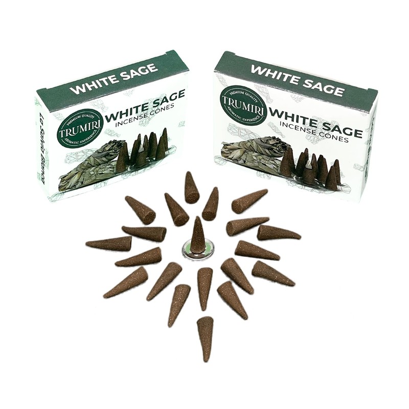 White Sage Incense Cones - Total 20 Cone Incense -