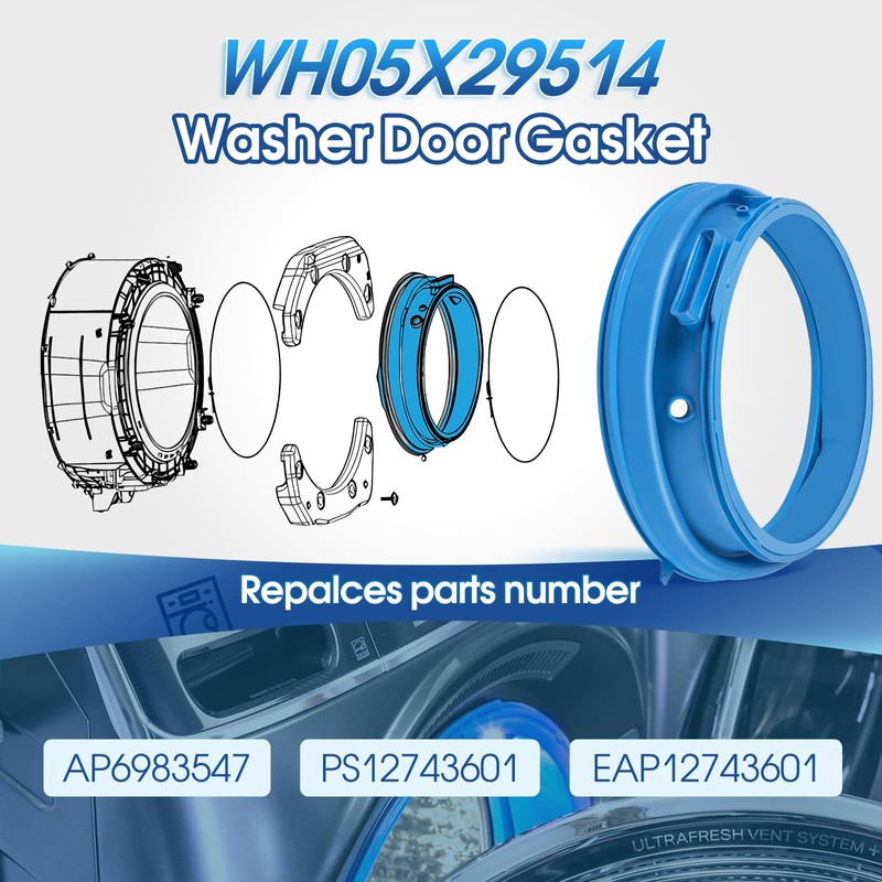 OEM WH05X29514 Washer Door Diaphragm, Washer Door Boot Seal For