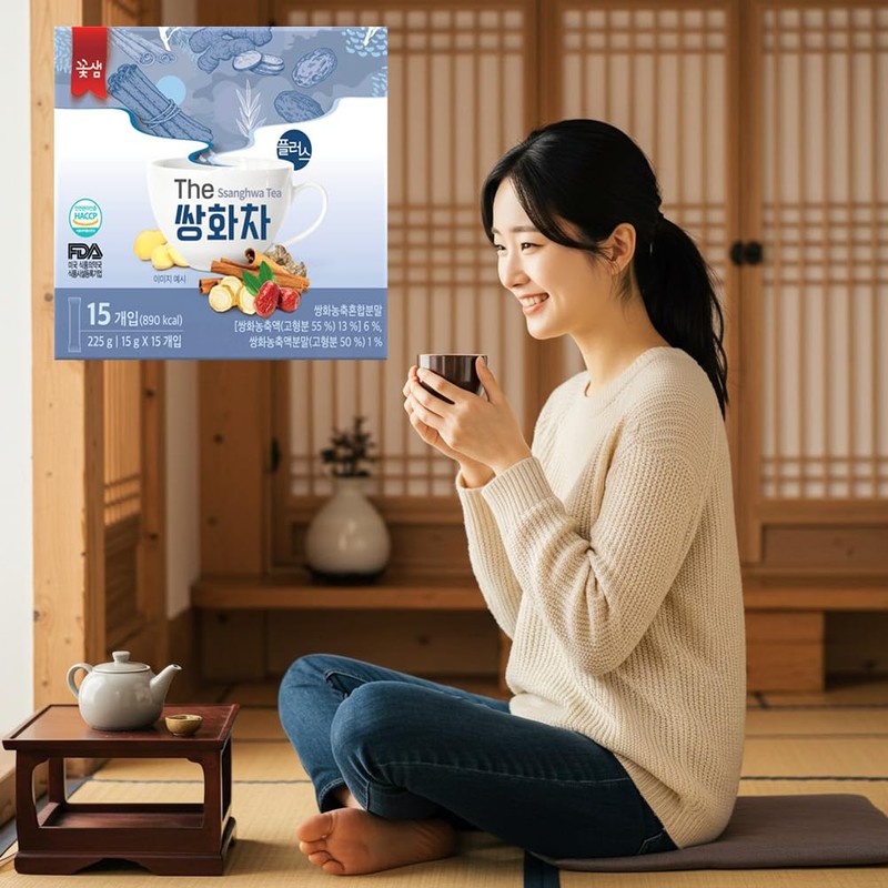 Korean Traditional Healthy Herb Tea Individual Powder Sticks Ssanghwa Tea