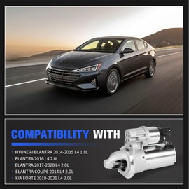 loosoo New Starter Motor 12V 1.2KW CW,36100-2E551 Compatible with Hyundai Elantra 2014-2020 L4 1.8L 2.0L,Kia Forte 2019 2020 2021 2.0L 13T Replace 8000604 50006