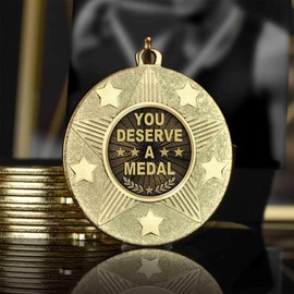 TROPHIESPLUSMEDALS | You Deserve a Medal & Ribbon | 50mm Gold Medal Award Metal Base | Perfect Medals for Sports Competitions, Academic Achievements, and Recognition Events