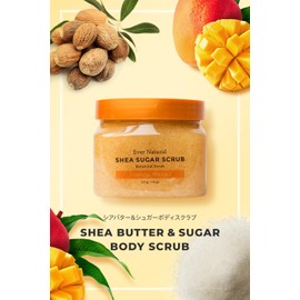 Ever Natural Shea Sugar Body Scrub, Body Smoother, Body Care, Massage, Butt, Elbow, Knee, Blackhead Care, Exfoliating Care, Natural Ingredients (Topical Mango)