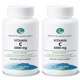 Earth's Splendor Vitamin C 1000 mg Dietary Supplement for Men & Women, Immune Support, Supports Antioxidant Health (100 Caplets, 3+ Month Supply Per Bottle) - 2 Pack