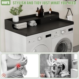 Annzoe Washer Dryer Countertop with 2 Drawers – 2-Tier Shelving Storage, Wooden Top for Laundry Room Organization, Perfect for Washer and Dryer Setup(27.5" D x 54" W)