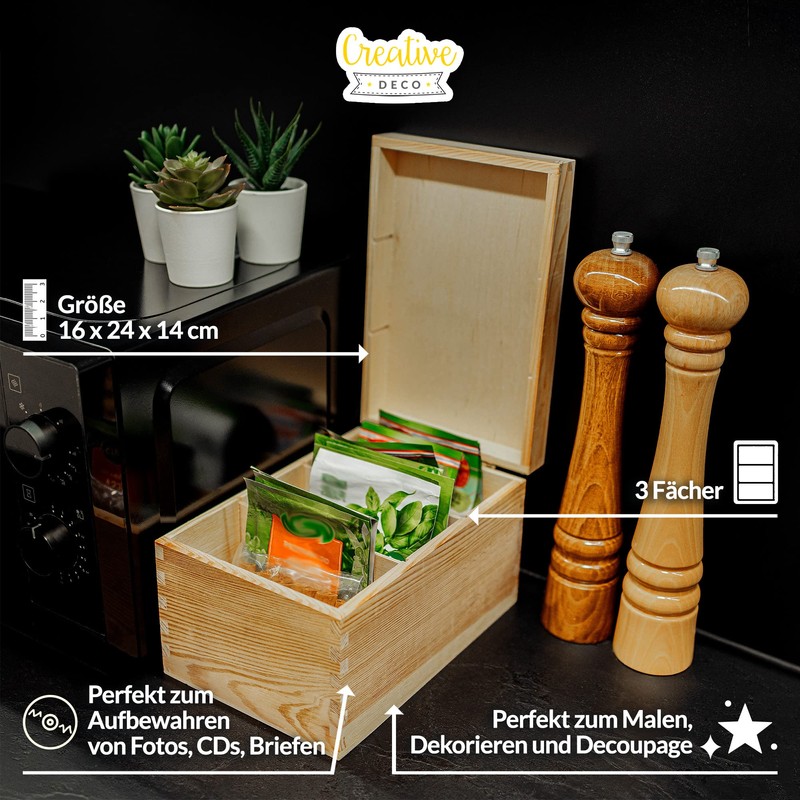 Creative Deco Wooden Storage Box for CDs and DVDs, 16